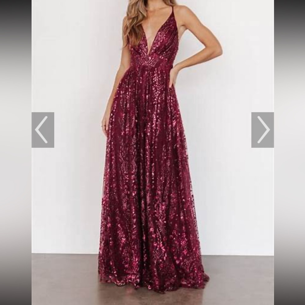 NWT Size M Virlana Shimmer Gown in Wine from Baltic Born. Sold out online.